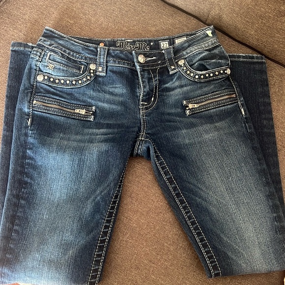 MISS ME Gorgeous Straight Leg Embellished Jeans Size 27 - Picture 3 of 10